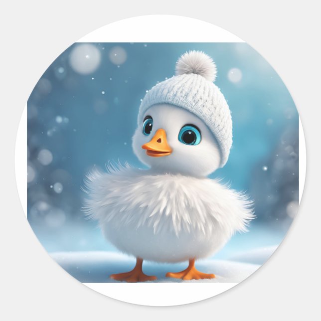 Pegatina Redonda círculo magnético con pato (Anverso)