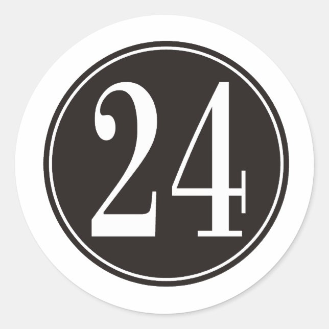 Pegatina Redonda Círculo negro - número 24 (frente) (Anverso)