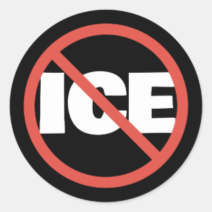 Pegatina Redonda Círculo Rojo Opinión Política Anti-Trump ICE