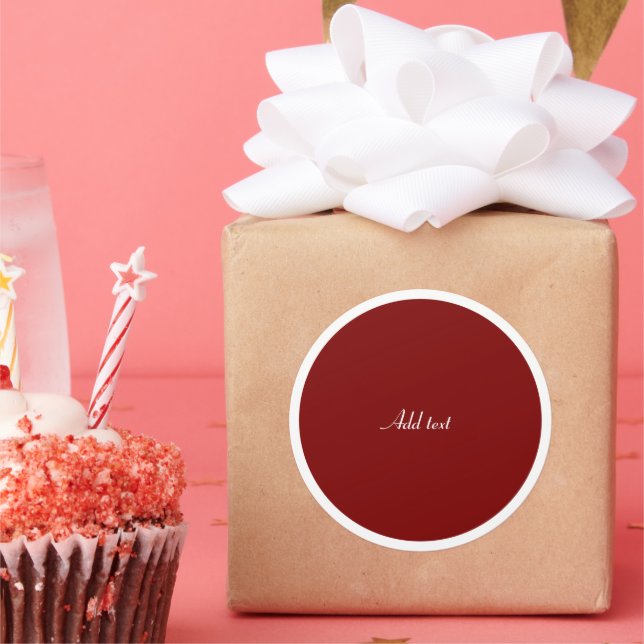 Pegatina Redonda Círculo rojo, PLANTILLA de texto blanco (Fiesta)