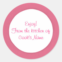 Pegatina Redonda Círculo rosado desde la cocina de los Pegatinas de