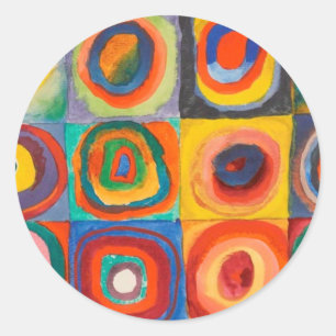 Pegatina Redonda Círculos Concéntricos de las plazas de Kandinsky