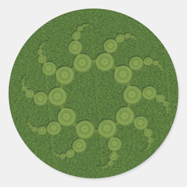Pegatina Redonda Círculos de cultivo de OVNI (Anverso)