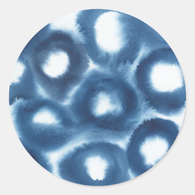 Pegatina Redonda Círculos de impresión de acuarela de Indigio (Anverso)