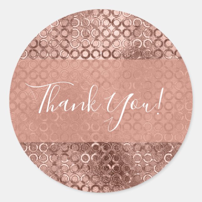 Pegatina Redonda Círculos de rosa dorado con brillo rosa lujo (Anverso)