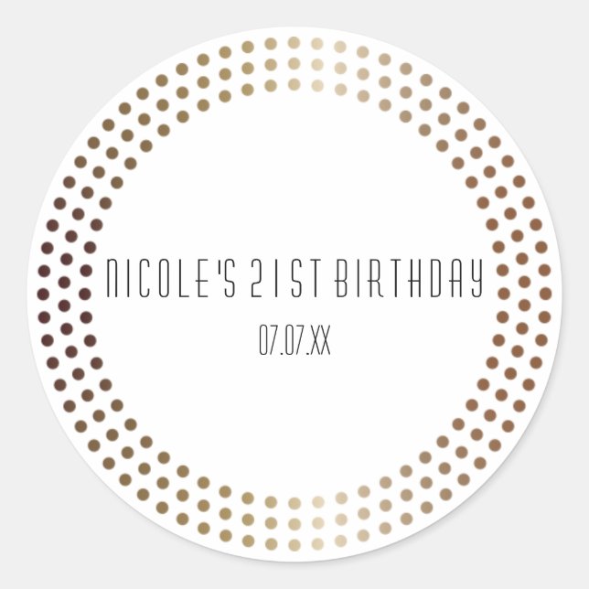 Pegatina Redonda Círculos dorados punteados puntos modernos Persona (Anverso)