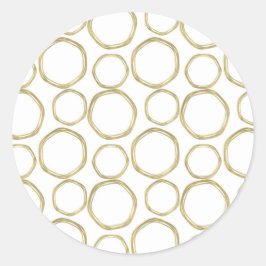 Pegatina Redonda Círculos Dorados Sobre Blanco Moderno Tendencioso