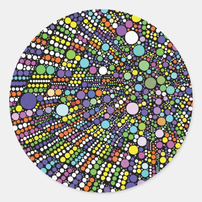 Pegatina Redonda Círculos geométricos coloridos (Anverso)