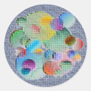 Pegatina Redonda Círculos geométricos en mosaico