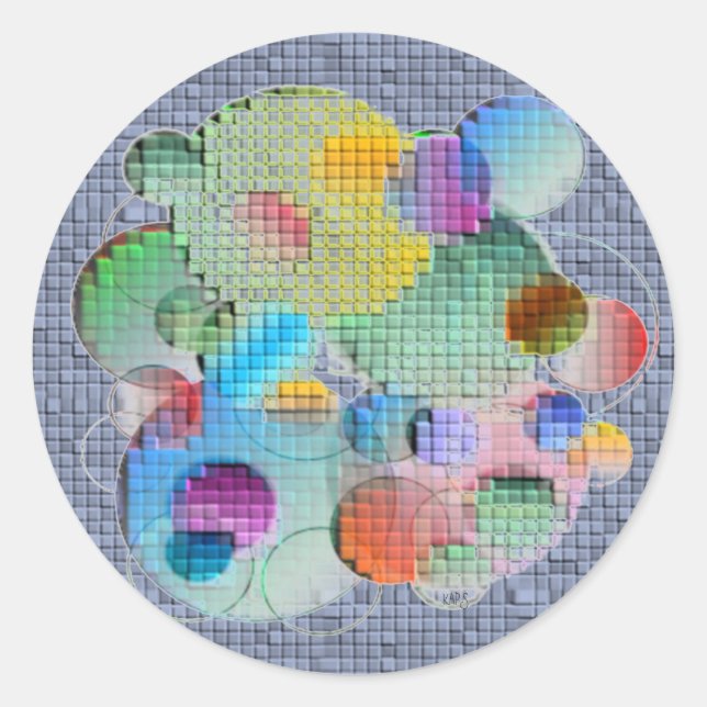 Pegatina Redonda Círculos geométricos en mosaico (Anverso)