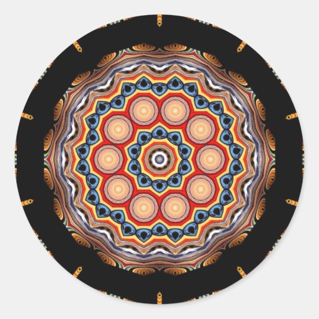 Pegatina Redonda Círculos Kaleidoscope (Anverso)