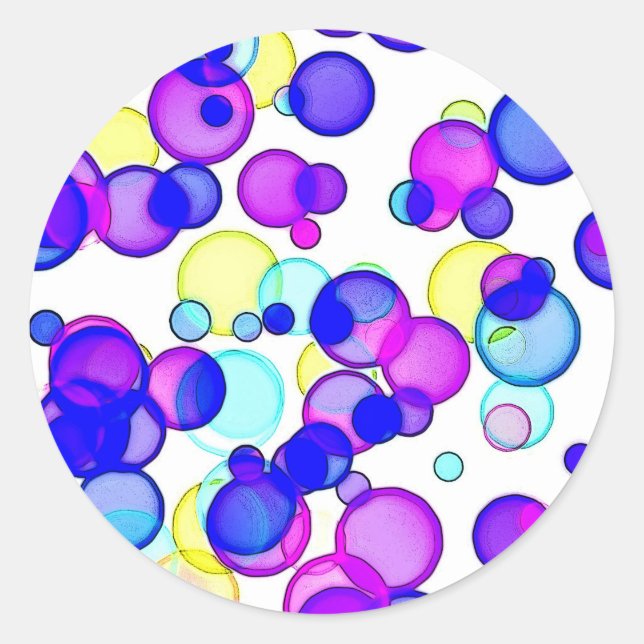 Pegatina Redonda Círculos luminosos Puntos de acuarela (Anverso)