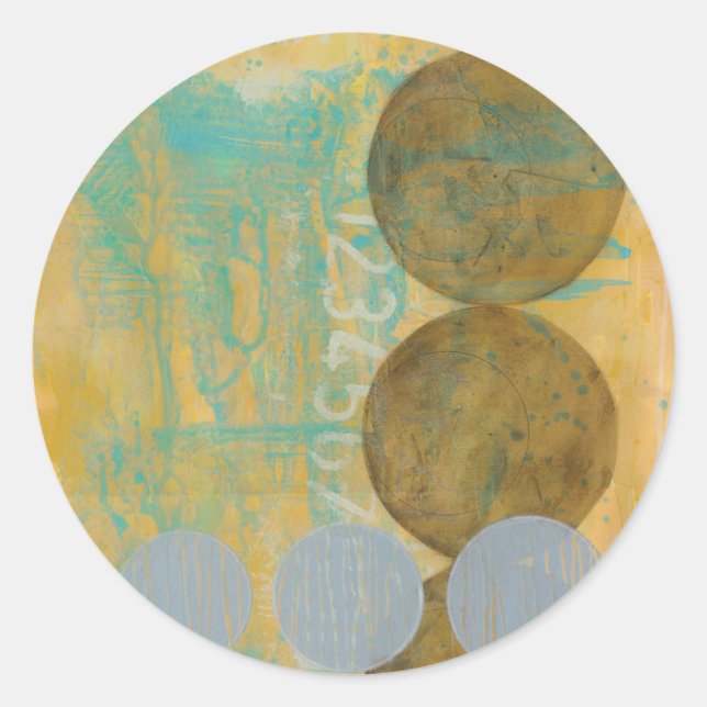 Pegatina Redonda Círculos oscuros y grises con números (Anverso)