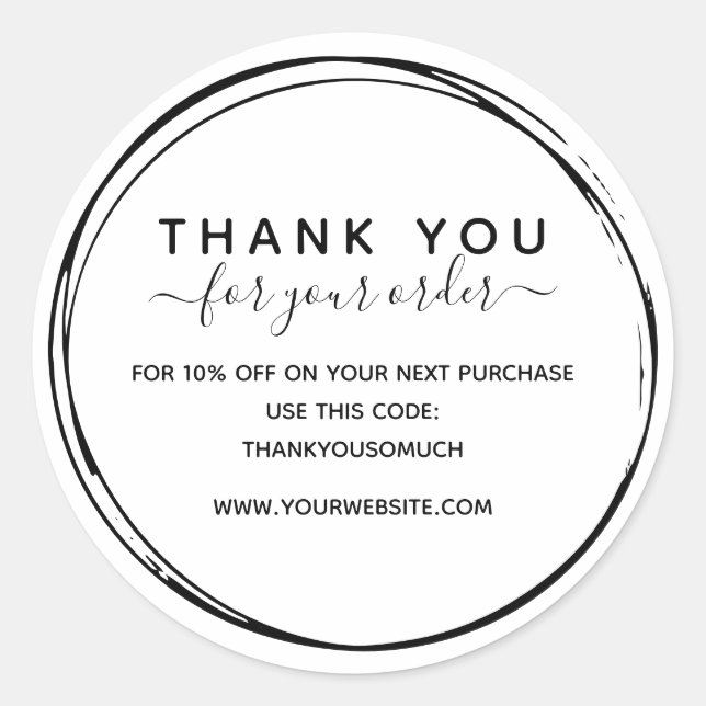 Pegatina Redonda Círculos simples de línea negra gracias por pedido (Anverso)