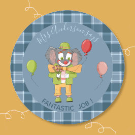 Pegatina Redonda Circus Clown Elephant Student Reward Sticker