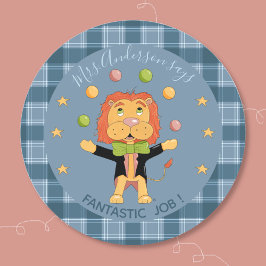Pegatina Redonda Circus Lion Student Blue Reward Sticker