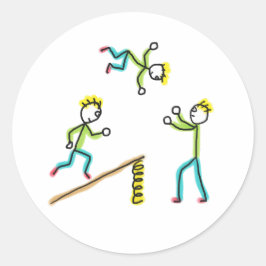 Pegatina Redonda Circus Stickmen Acrobats