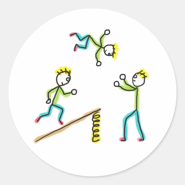 Pegatina Redonda Circus Stickmen Acrobats (Anverso)