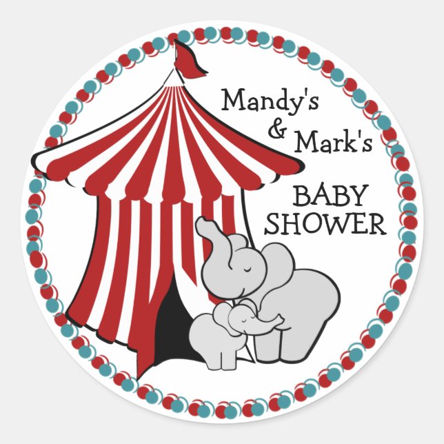 Pegatina Redonda Circus Tent Baby Elephant (Anverso)
