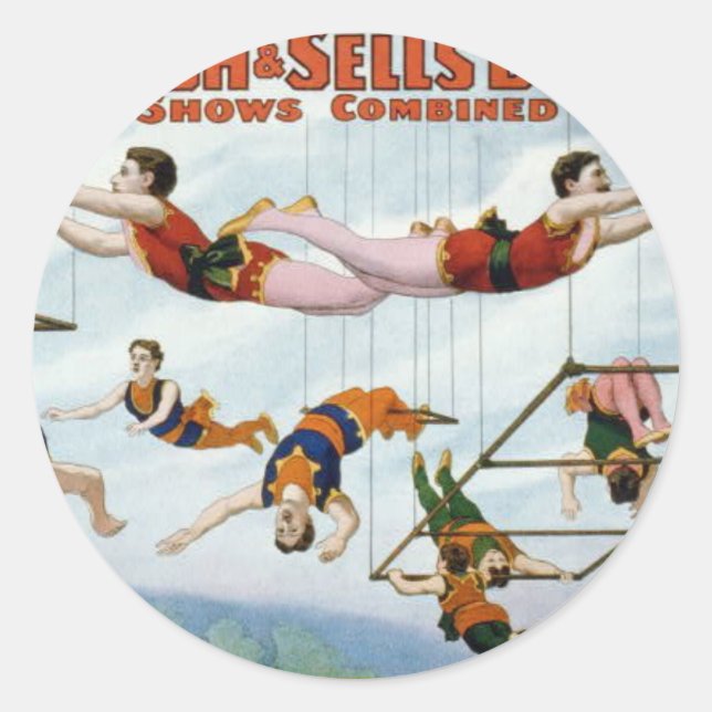 Pegatina Redonda Circus Trapeze (Anverso)