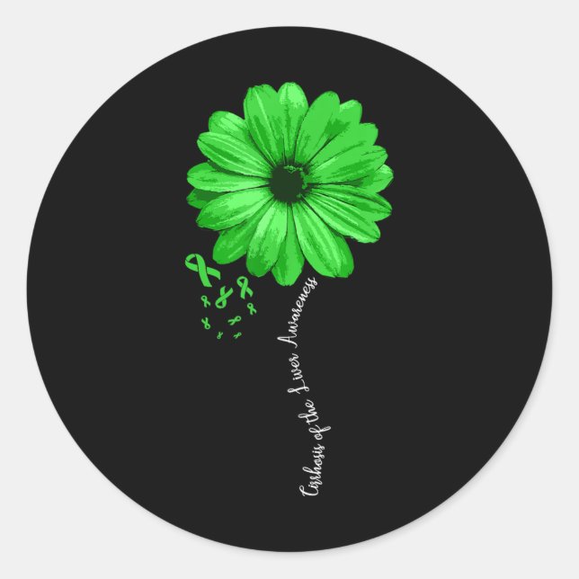 Pegatina Redonda Cirrosis Del Guerrero De Concienciación Hepática B (Anverso)