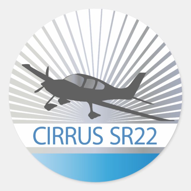 Pegatina Redonda Cirrus SR22 (Anverso)