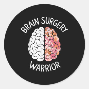 Pegatina Redonda Cirugía cerebral Guerrero Conciencia sobre el Cánc