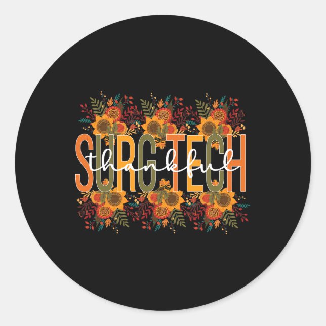 Pegatina Redonda Cirugía de Acción de Gracias de Tecnólogo Quirúrgi (Anverso)