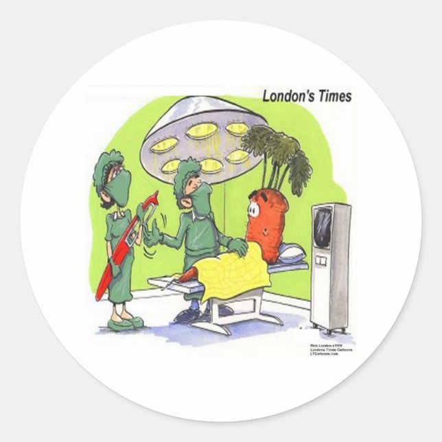 Pegatina Redonda Cirugía de zanahoria Funny Personalizado Médico (Anverso)