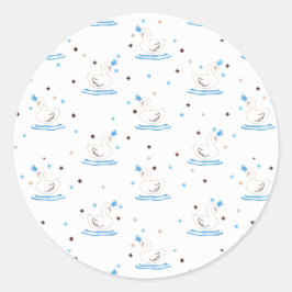 Pegatina Redonda Cisne de cisne encantado