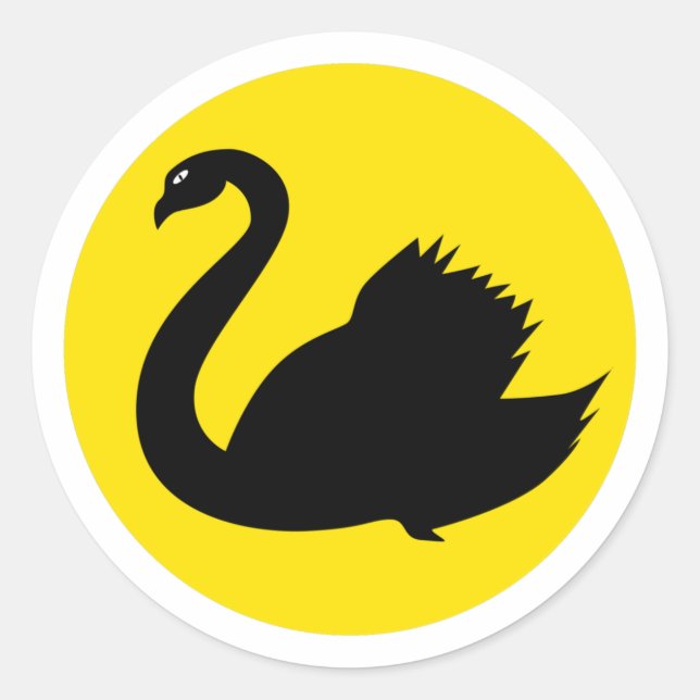 Pegatina Redonda cisne de la bandera de Australia Occidental (Anverso)