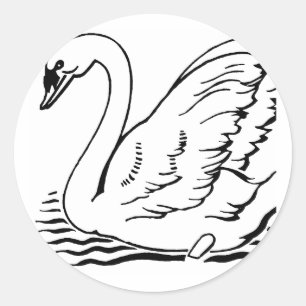 Pegatina Redonda Cisne elegante
