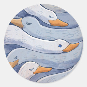 Pegatina Redonda Cisne elegante - Ilustración de patrón animal