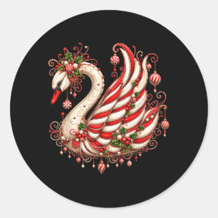Pegatina Redonda Cisnes Navidad Feliz Navidad Hombres Mujeres Niños
