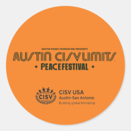 Pegatina Redonda CISV Austin "Festival CISV Limit Peace"
