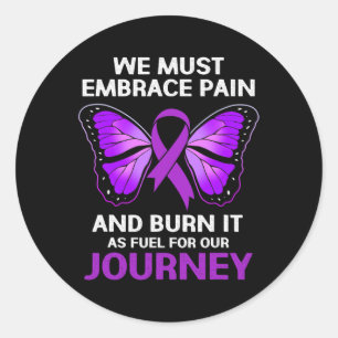 Pegatina Redonda Cita a Fibromyalgia Warrior Fibro Awareness