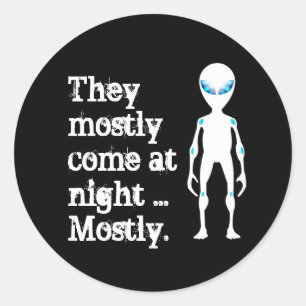 Pegatina Redonda Cita alienígena blanco negro