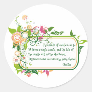 Pegatina Redonda Cita Buda de Vela Única