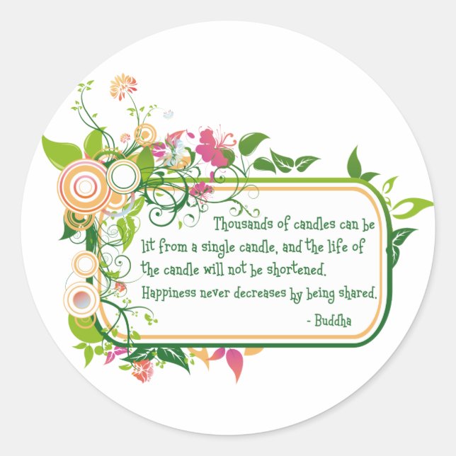 Pegatina Redonda Cita Buda de Vela Única (Anverso)