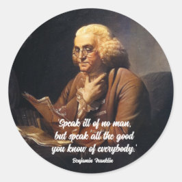 Pegatina Redonda Cita de Benjamin Franklin