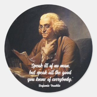 Pegatina Redonda Cita de Benjamin Franklin