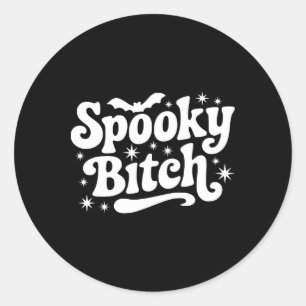 Pegatina Redonda Cita de bruja de Retro de Halloween que dice regal