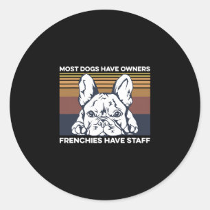 Pegatina Redonda Cita De bulldog Para Un Propietario Francés