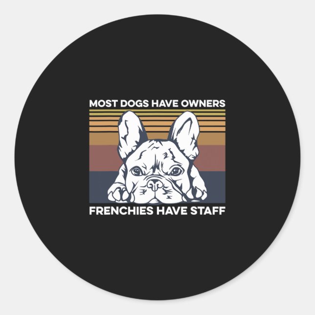 Pegatina Redonda Cita De bulldog Para Un Propietario Francés (Anverso)