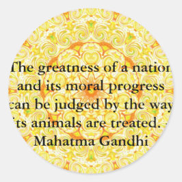 Pegatina Redonda cita de derechos de los animales - Mahatma Gandhi