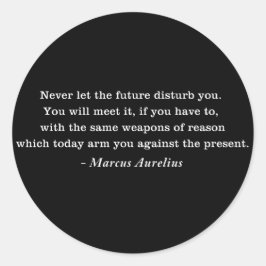Pegatina Redonda Cita de estoicismo para el futuro de Marcus Aureli