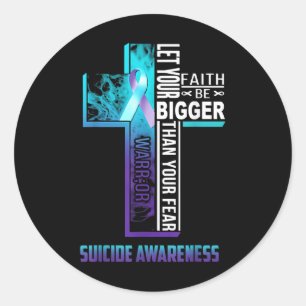 Pegatina Redonda Cita De Fe Cristiana Para Suicidio De Salud Mental