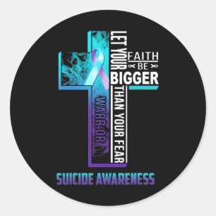 Pegatina Redonda Cita De Fe Cristiana Para Suicidio De Salud Mental