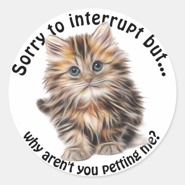 Pegatina Redonda Cita de Fluffy Kitty Funny Mascota Me (Anverso)