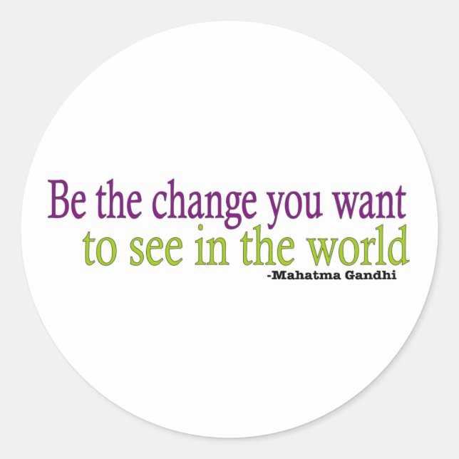 Pegatina Redonda Cita de Gandhi (Anverso)